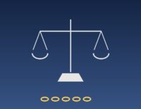 Illustration générée : balance de la justice et chaîne brisée, droits humains